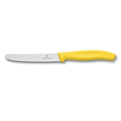 VICTORINOX COLTELLO TAVOLA SEGHETTATO Giallo TENUE Punta Tonda V-6.78 38.C1
