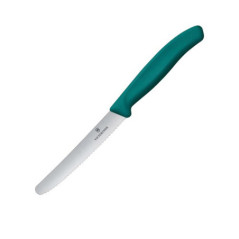 VICTORINOX COLTELLO TAVOLA SEGHETTATO Verde SALVIA Punta Tonda V-6.78 34.C1