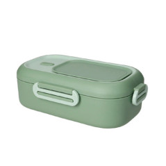 BRANDANI LUNCH BOX C/DOPPIO COMPARTO E POSATA VERDE SALVIA INOX/SILICONE 51112