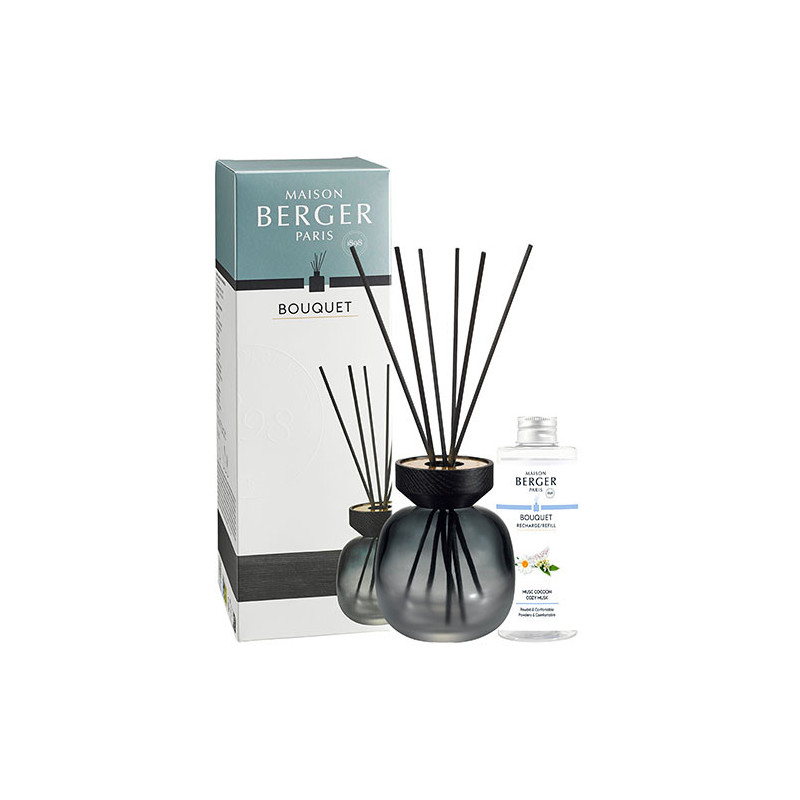 LAMPE BERGER DIFFUSORE BOUQUET WOOD Noir Givre/nOIR + 180ml Muscon CocOon 7877