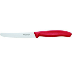 VICTORINOX COLTELLO TAVOLA SEGHETTATO Rosso Punta Tonda V-6.78 31.C1