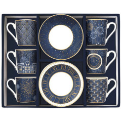 EASY LIFE CONFEZIONE 6 TAZZE CAFFE' CON PIATTO MIDNIGHT R0126MIDN