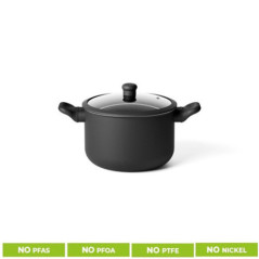 GUZZINI CESTELLO PASTA con COPERCHIO VETRO 22cm Cook Color Nero 09687210