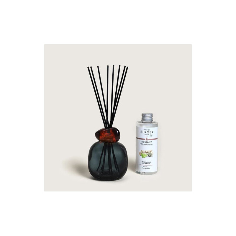 LAMPE BERGER DIFFUSORE BOUQUET MINERAL Noire/Ambre + 180ml Terre Sauvage 7833