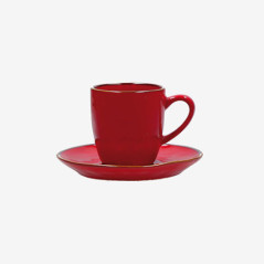ROSE E TULIPANI TAZZA CAFFE' con PIATTO Concerto Corallo R136000015