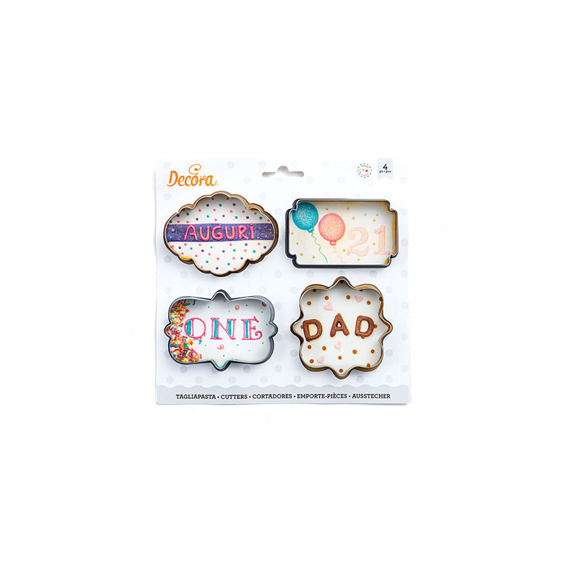 DECORA 4 TAGLIABISCOTTI CORNICI E TARGHETTE MINI 0255088 DECORA 4 TAGLIABISCOTTI CORNICI E TARGHETTE MINI 0255088