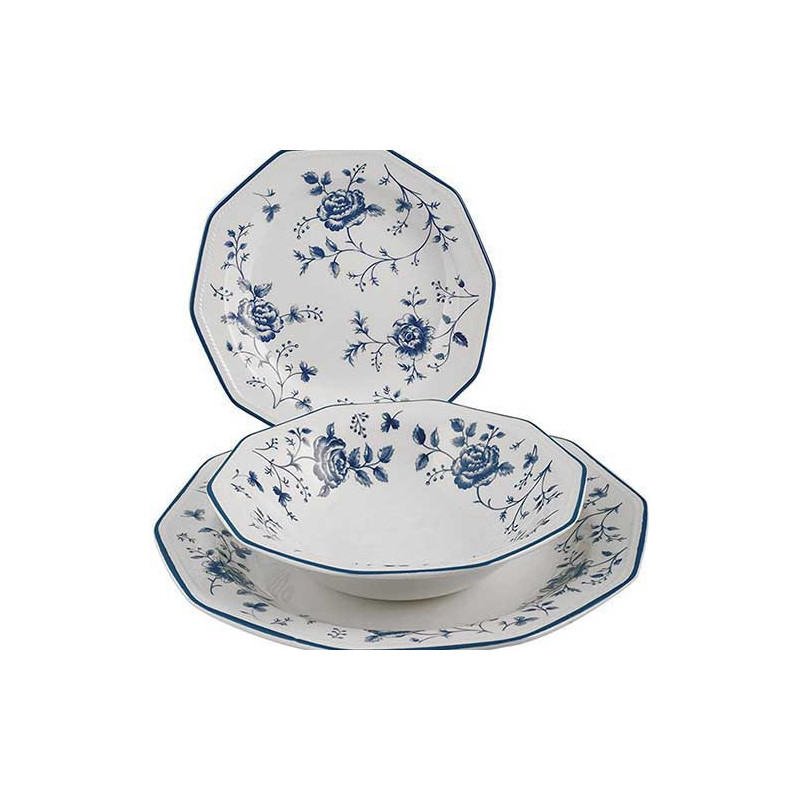 HOME SERVIZIO PIATTI 18 PEZZI ROSE BLU 3232200 HOME SERVIZIO PIATTI 18 PEZZI ROSE BLU 3232200