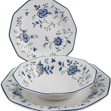HOME SERVIZIO PIATTI 18 PEZZI ROSE BLU 3232200