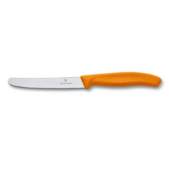 VICTORINOX COLTELLO TAVOLA SEGHETTATO Arancio Punta Tonda V-6.78 36.L119