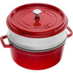 STAUB CASSERUOLA TONDA GHISA C/CESTELLO 26cm Rosso Ciliegio 1007497