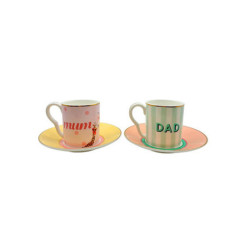 YVONNE ELLEN SET 2 TAZZE ESPRESSO CON PIATTO MUM/DAD A22022A4