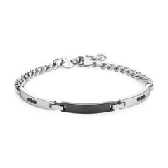 SAGAPO BRACCIALE Titan ACCIAIO/GUN CRISTALLI NERI STI19