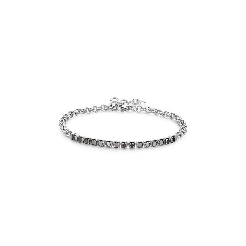 SAGAPO BRACCIALE TRICKY ACCIAIO CRISTALLO NERO STK03