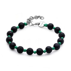 SAGAPO BRACCIALE Riot ACCIAIO SFERE LAVA STONE SRT23