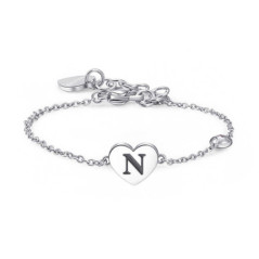 SAGAPO BRACCIALE Click ACCIAIO CUORE LETTERA N SCK131
