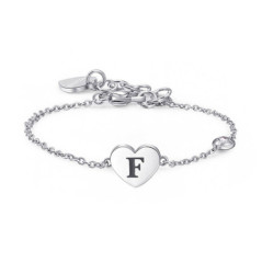 SAGAPO BRACCIALE Click ACCIAIO CUORE LETTERA F SCK123