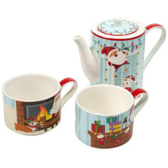 EASY LIFE CONFEZIONE 2 TAZZE THE CON TEIERA SANTA BY THE FIRE R1346SFIR