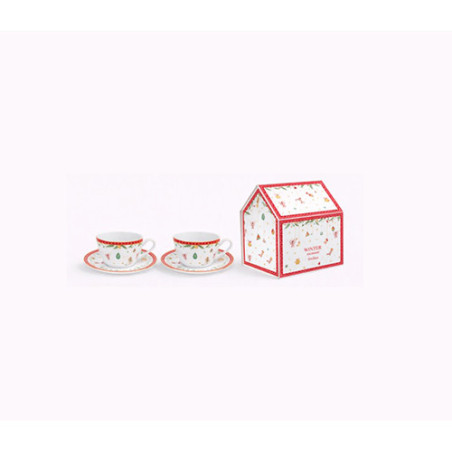 MAXWELL WILLIAMS CONFEZIONE 2 TAZZE CAFFE' CON PIATTO Buon Natale MWA0850011