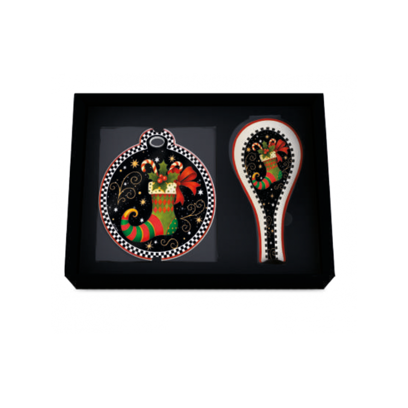 EGAN SET SOTTOPENTOLA E POGGIAMESTOLO CALZA NERO NATALE 2026 120235 EGAN SET SOTTOPENTOLA E POGGIAMESTOLO CALZA NERO NATALE 2026 120235